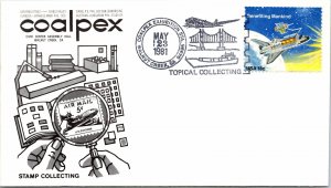 TOPICAL STAMP COLLECTING SPECIAL PICTORIAL POSTMARK COALPEX CACHET 1981 - TYPE 3