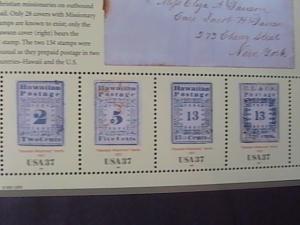 U.S.# 3694-MINT/NEVER HINGED--PANE OF 4--HAWAIIAN MISSIONARY STAMPS---2002