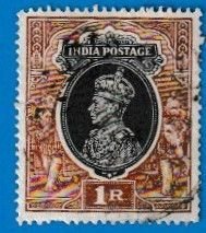 INDIA SCOTT#162 1937 1r KING GEORGE VI - USED
