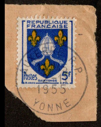 France  #739, Used, Postmark AUXERRE R.P., YONNE, 7-11-1955