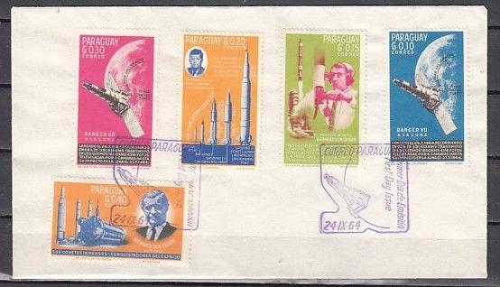 Paraguay, Scott cat. 836-840 only. Space issue with Kennedy. First day cover. ^