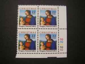 Scott 2244, 22c Christmas Madonna & Child, 1986, PB4 #22222 LR, MNH Beauty