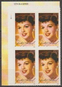 4077, PB of 4 U/L. Judy Garland MNH, .39 cent.