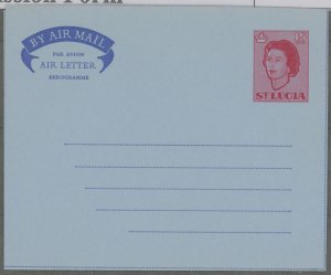 St. Lucia  1965 15c red on light blue