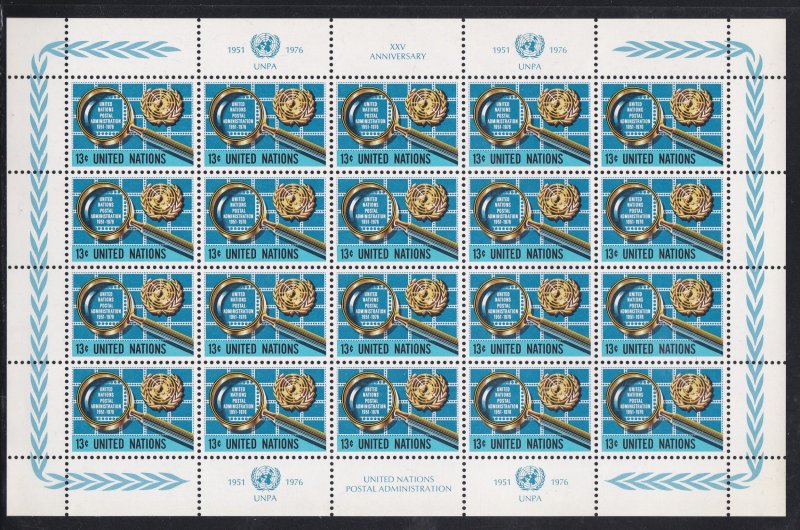 United Nations - New York # 278-279, Postal Admin. 25th. Full Sheet, NH, 1/3