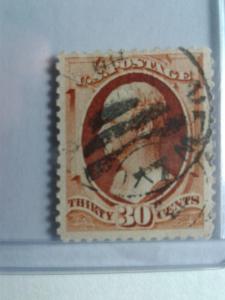 SCOTT # 217 USED 30 CENT ORANGE BROWN DESIREABLE ISSUE  1870 SCV 130