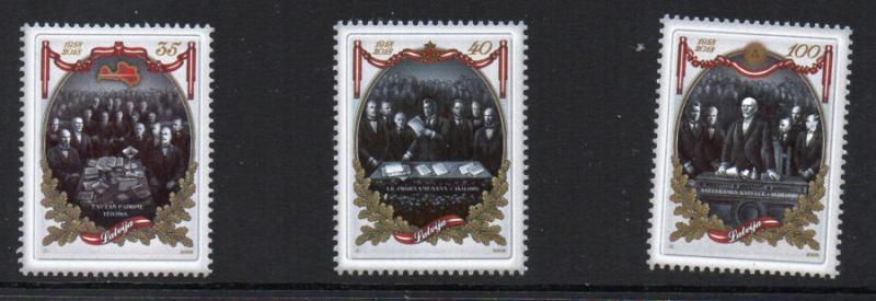 Latvia Sc 747-9 2009 91st Yr Independence stamp set mint NH