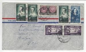 1952 South Africa To USA Cover With 7 Stamps (AB46)
