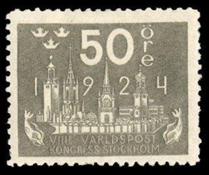 Sweden #206 Cat$22.50, 1924 50o gray, hinged