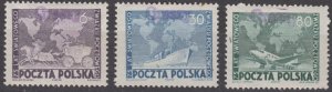 Poland 1950 Groszy overprint on Scott #457-459 MH