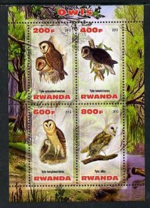 RWANDA - 2013 - Owls - Perf 4v Sheet - MNH -Private Issue