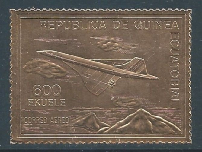 Equatorial Guinea #Concorde Flight Gold Foil Single NH