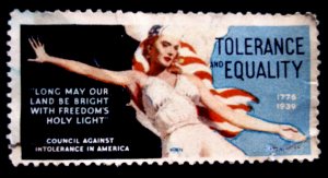 POSTER STAMP - 'TOLERANCE & EQUALITY' - 1776-1939