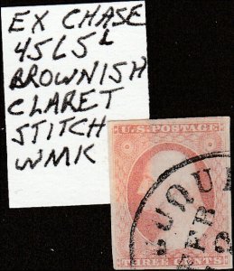# 11a Ex Chase 45L5L Stitch Watermark Brownish Claret Used George Washington
