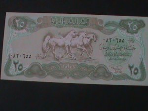 ​IRAQ-CENTRAL BANK OF IRAQ-25 DINARS-UN CIRCULATED-SMALL HORSES BANK NOTE-#3