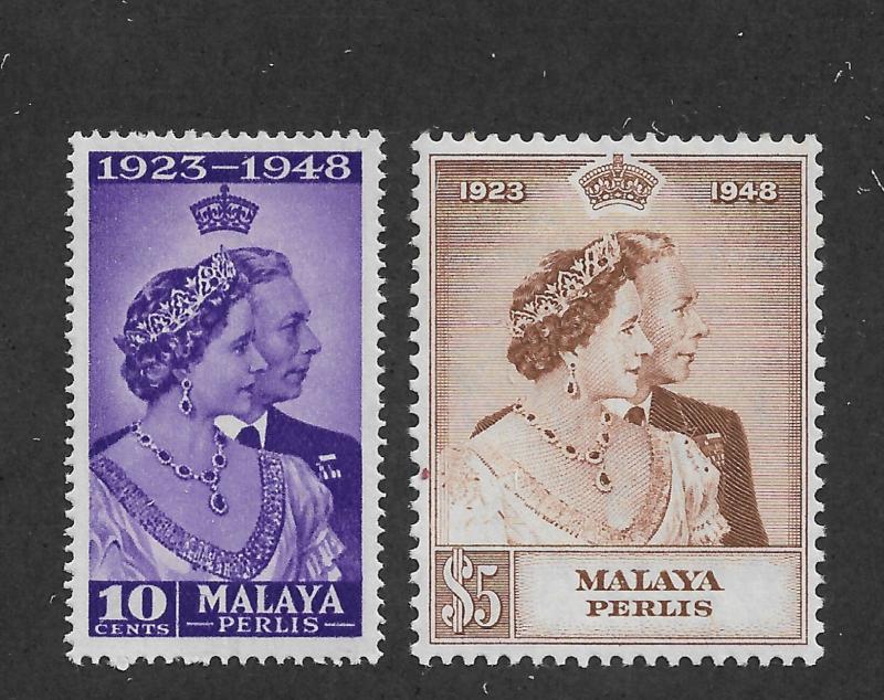 Malaya Perlis Scott # 1-2 VF-OG LH scv $ 34 ! nice colors ! see pic !  