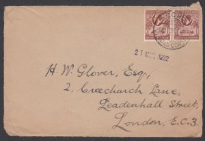 002812/ Gold Coast KG5 Cover Front 2d Rate to London