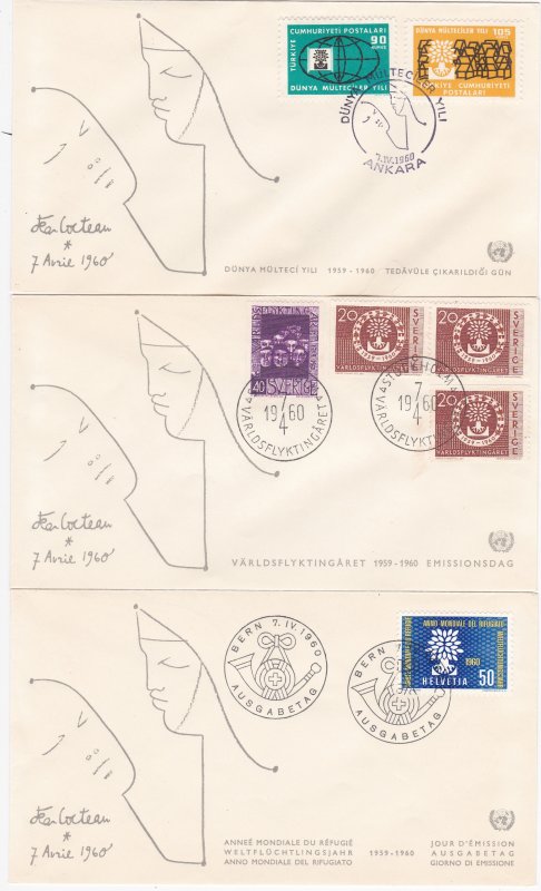 World Refugee Year 24 First Day Covers with a Common Designed Cachet on each