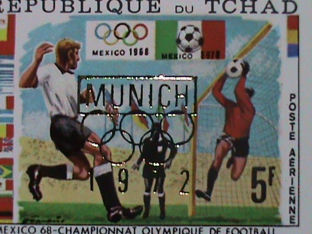 CHAD-1970-SC#239E OLYMPIC GAMES-MUNICH'74 GOLD OVER PRINT-MNH SHEET-VERY FINE