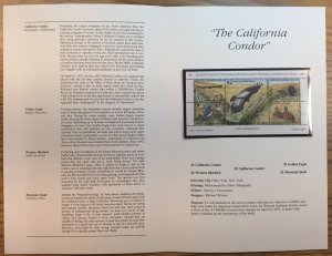 U.S. Audubon Society Wildlife Stamp Sheet 1995 California Condor - MNH