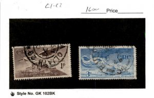 Ireland, Postage Stamp, #C1-C2 Used, 1949 Airmail, Angel Rock Cashel (AH)