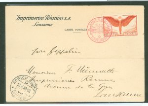 Switzerland C11 1930 cover carried on the October 12, 1930 Graf Zeppelin (LZ127) Switzerland Flight (Basel-Zurich)