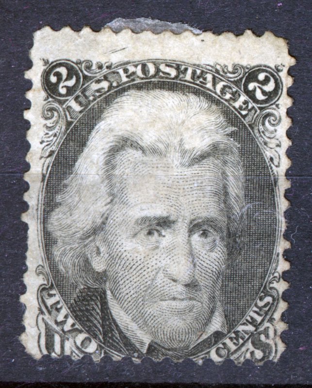 USA DIAMOND STAMP, 1863 Andrew Jackson, LEGENDARY (Black Jack) 2¢, #73