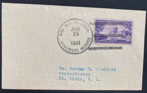 1941 USA NAVY Marine Det St Lucia Windward Island Cover To St Croix Virgin Islan