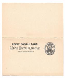 UY3 Message Postal Card with Paid Reply Grant 1898 VF Folded Unsevered Unused