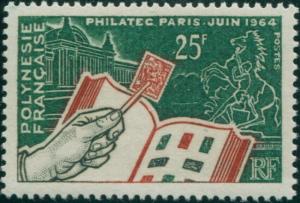 French Polynesia 1964 Sc#207,SG32 25f Stamp Exhibition Paris MNH