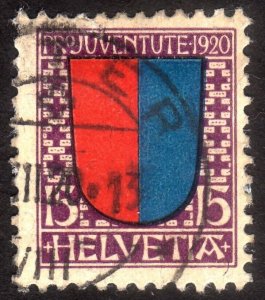 1920, Switzerland 15+5c, Used, Sc B17