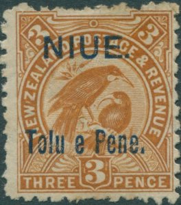 Niue 1903 SG13 Tolu e Pene on 3d yellow-brown Huia birds MH