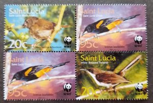 *FREE SHIP St . Lucia WWF Bird 2001 Fauna Wildlife Endangered (stamp) MNH *short
