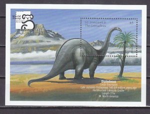 ST. Vincent, Scott cat. 2673. Dinosaur-Australia Stamp Expo s/sheet.