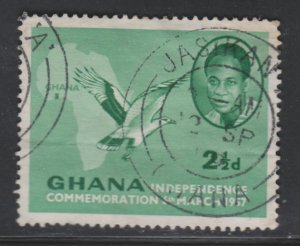 Ghana 2 Kwame Nkrumah, Map and Palm-nut Vulture 1957