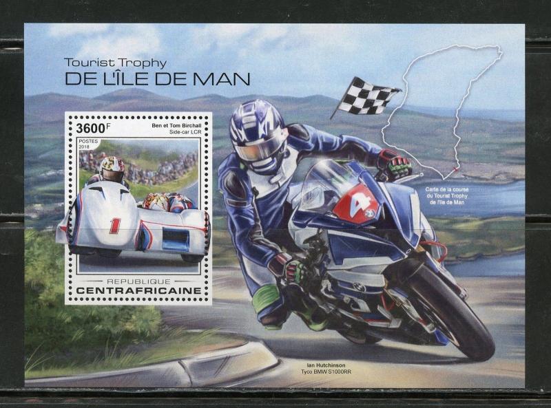 CENTRAL AFRICA 2018  ISLE OF MAN MOTORCYCLE TROPHY  S/ SHEET MINT NH