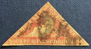 CAPE OF GOOD HOPE 1d IMPERF TRIANGLE USED FINE CUT TO THE EDGE SG#18c C5179