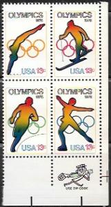 US #1695-98 Zip Code Block. MNH. 1976 Olympics. Diving, Skiing, Running, Skating
