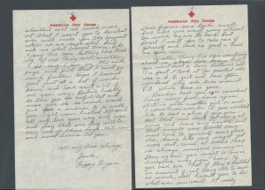 1945 WW2 Soldiers Mail W/6 Page Letter On Red Cross Stationery