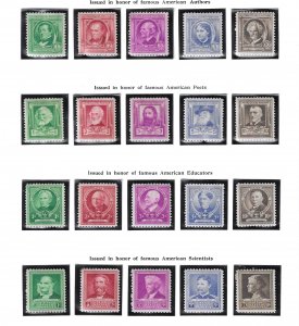 US #859-893 1939 FAMOUS AMERICANS ISSUES- MINT NEVER HINGED