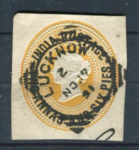 INDIA; 1880s classic QV 4a. 6p. fine POSTMARK Stationary Piece, Lucknow