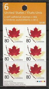 2003 Canada - Sc 2013a - MNH VF -Complete Booklet (BK282)-Red Maple Leaf on Twig