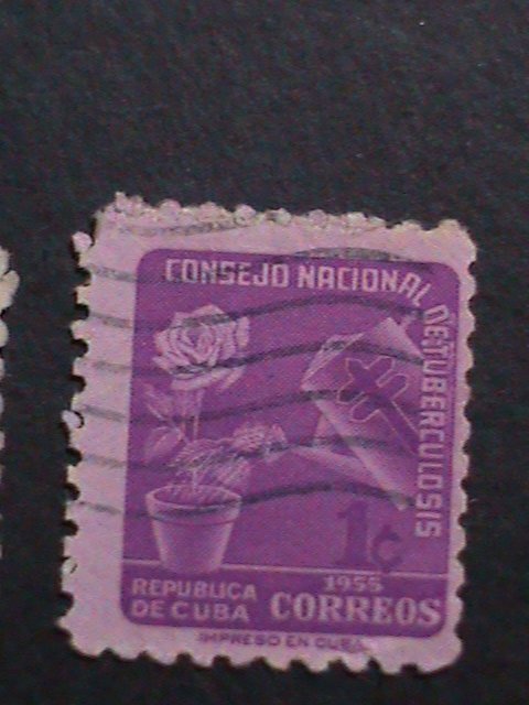 ​CUBA-1955-SC# RA26-7 ROSE AND WATERING CAN STAMPS USED VF. OVER 67 YEARS OLD