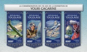 Togo - 2018 Cosmonaut Yuri Gagarin - 4 Stamp Sheet - TG18220a