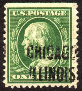 1908, US 1c, Franklin, Used, Chicago precancel, Sc 331