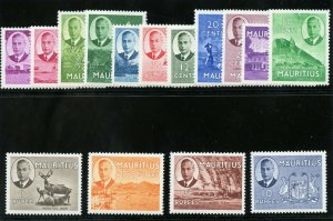 Mauritius 1950 KGVI set complete MLH. SG 276-290. Sc 235-249.