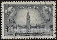 Canada #277 Used - 1948 4c. - Palaces, King George VI, Queen