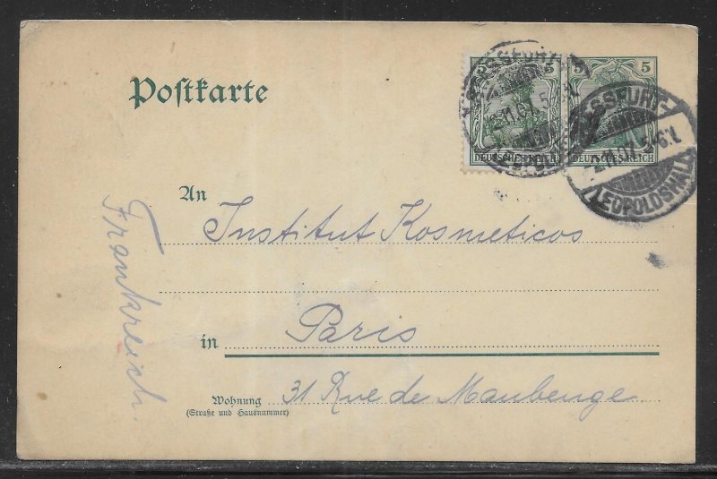 Germany Postal Stationery Postcard H&G 73 Used to Paris 1907