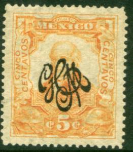 MEXICO 488, 5c Carranza Revolutionary Ovpt. MINT, NEVER HINGED. F-VF.