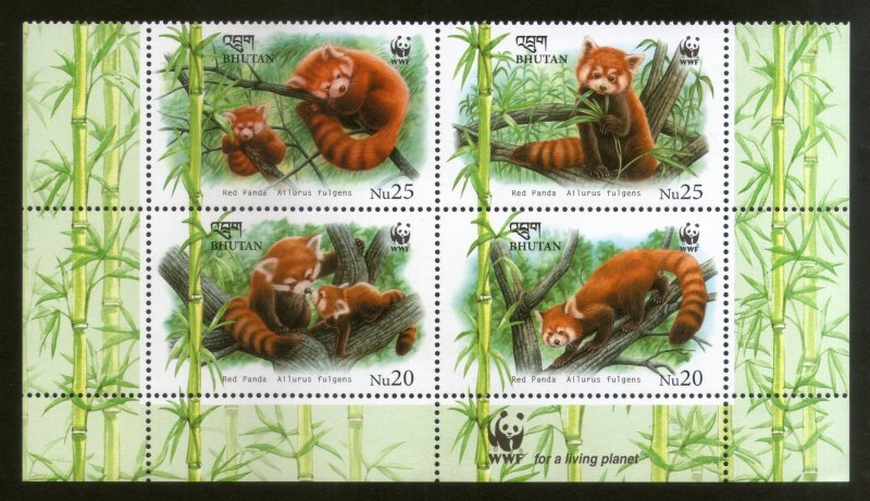 Bhutan 2009 WWF Red Panda Wildlife Animals Fauna Sc 1447 MNH # 5683